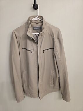 Michael Kors Men's Light Beige Perforated Leather Jacket